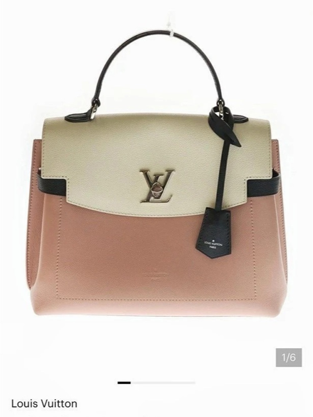 Louis Vuitton Lockme Ever MM Handbag Pink Off-White Black MM Shoulder Bag Pink &